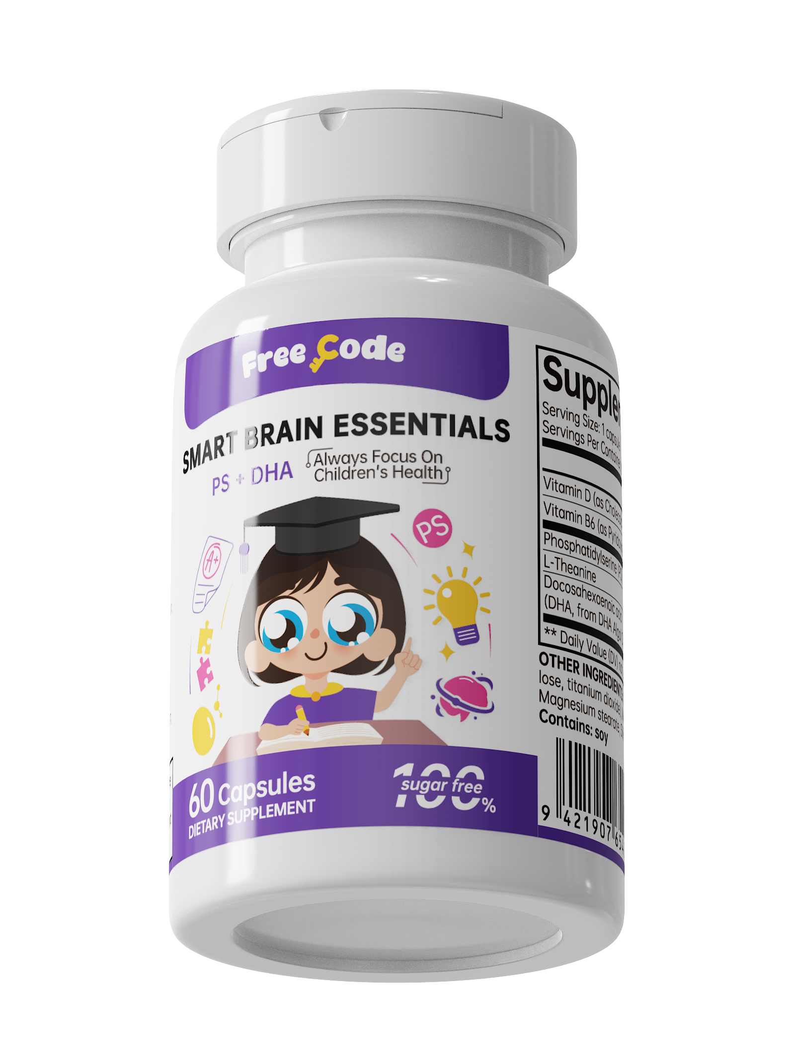 FreeCode Smart Brain Essentials bottle angled view